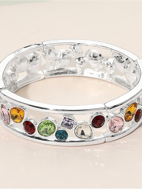 catherine kieran Jewelry - Silver-Tone Multi-Color Crystal Bangle Bracelet